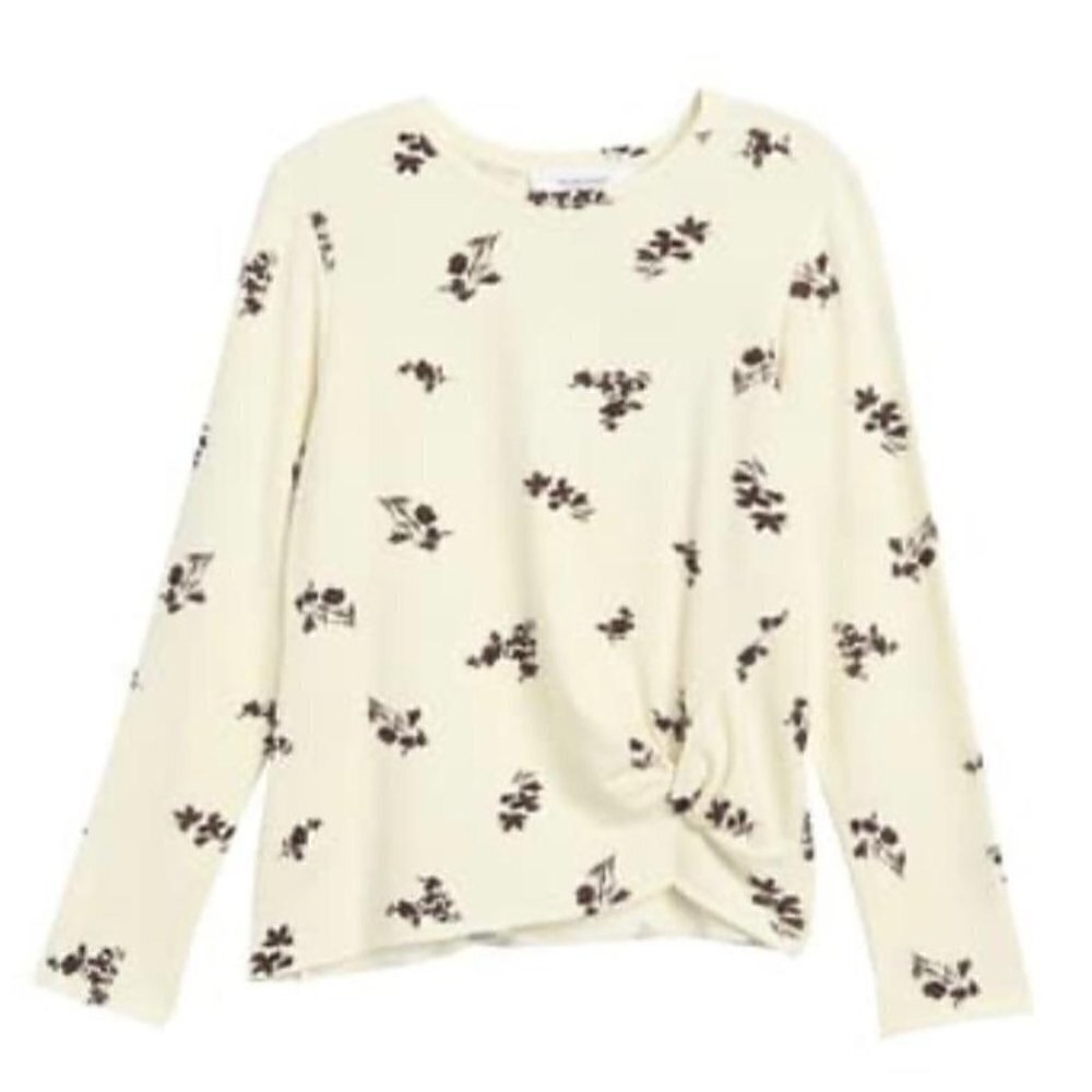 Workshop For The Republic Women Long Sleeve Twist Hem Floral Print Blouse Medium